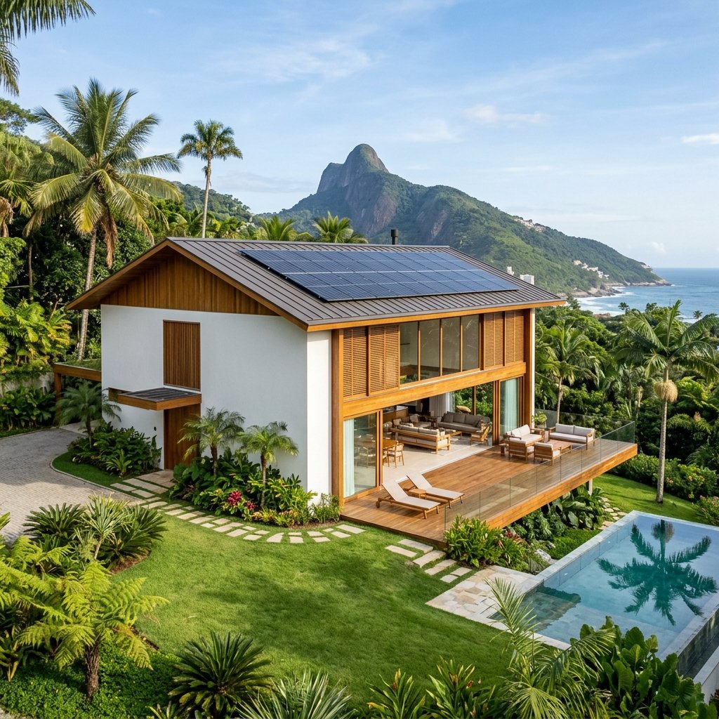 Sistema fotovoltaico instalado em residência